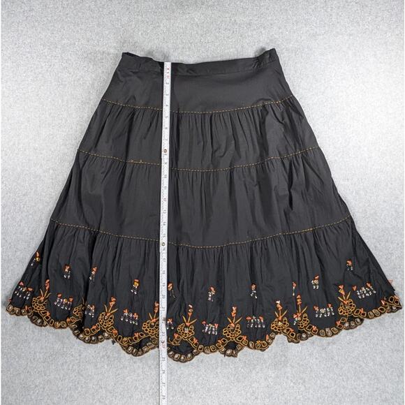 Millenium Skirt M Black Midi Embroidered Beaded Paneled Boho Festival - Picture 8 of 11